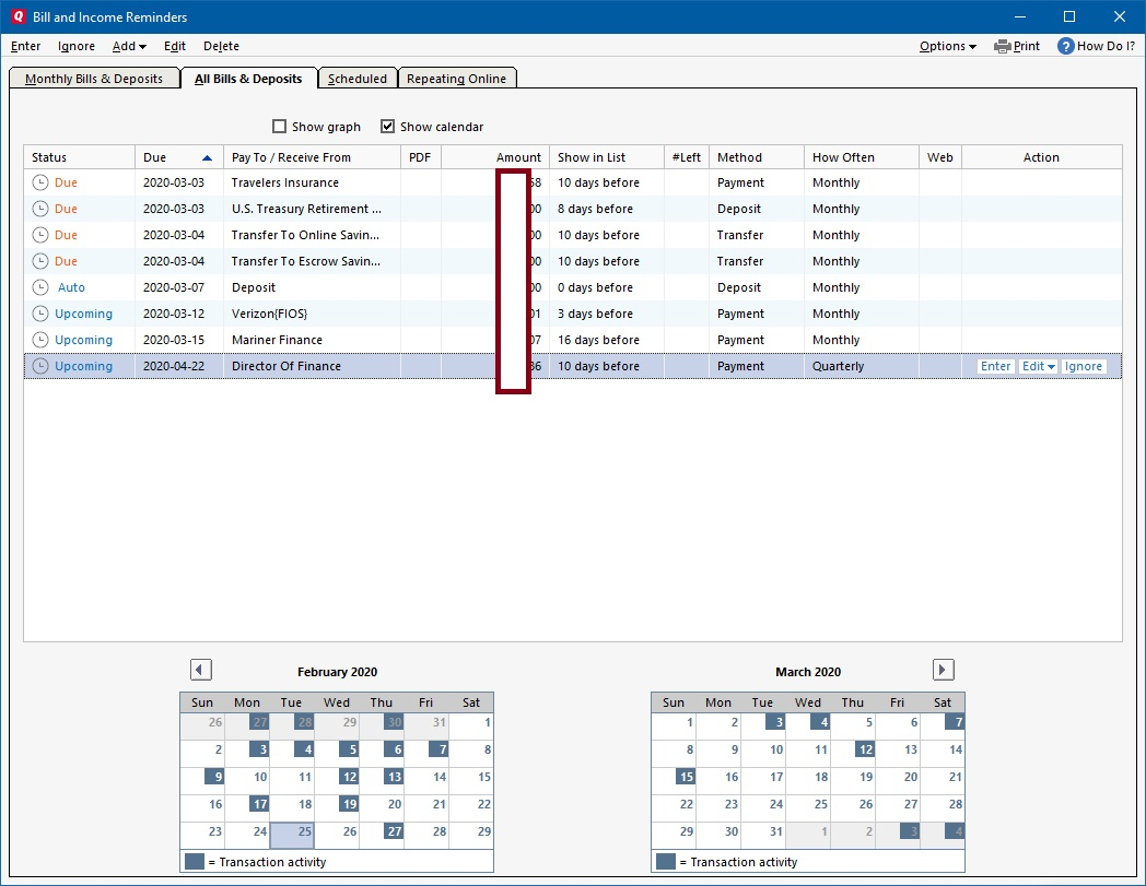 view downloaded transactions in quicken for mac